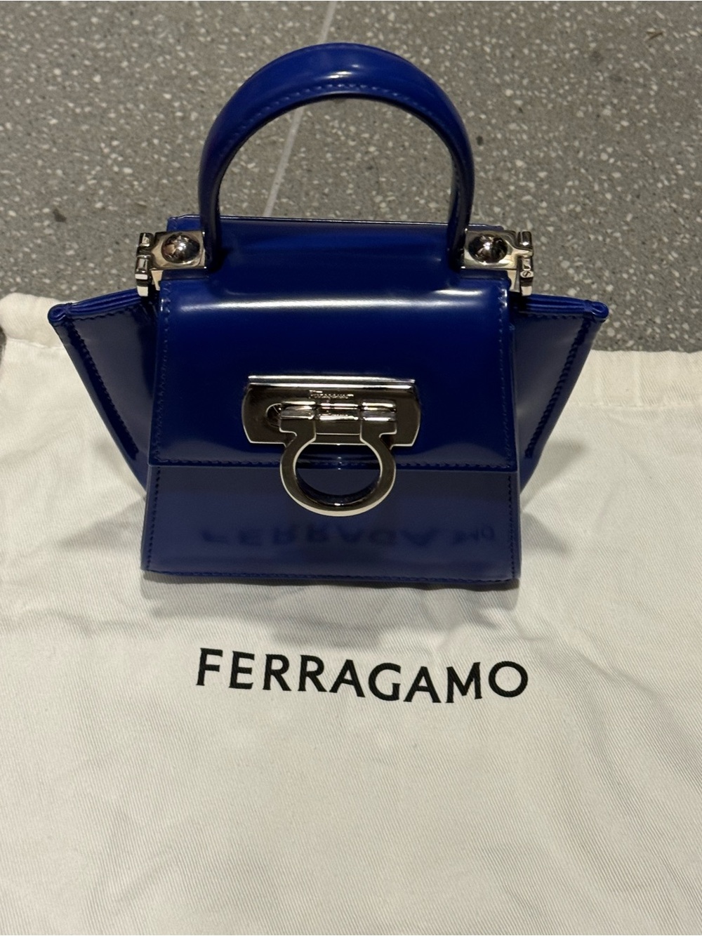 Ferragamo Gancini Blue Mini Top-Handle Bag